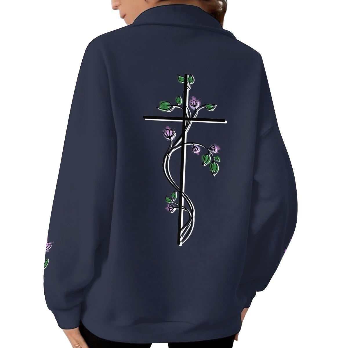 Blessed & Blooming ¼ Zip Sweatshirt – Oversized Fit