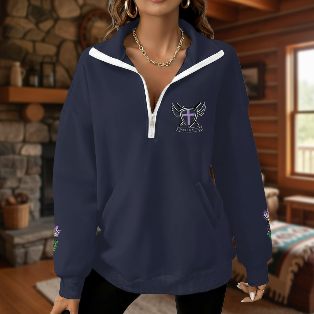 Blessed & Blooming ¼ Zip Sweatshirt – Oversized Fit