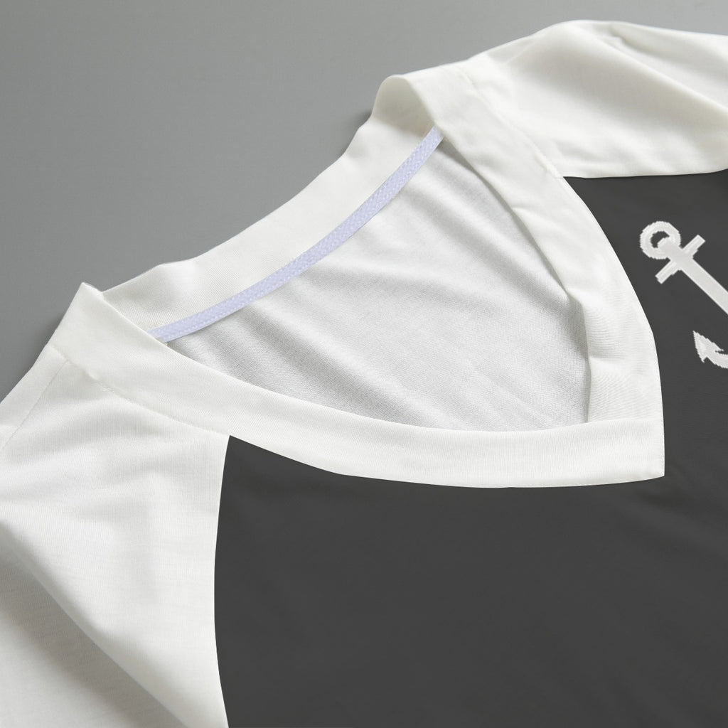 Anchored V-Neck Tee – Black & White
