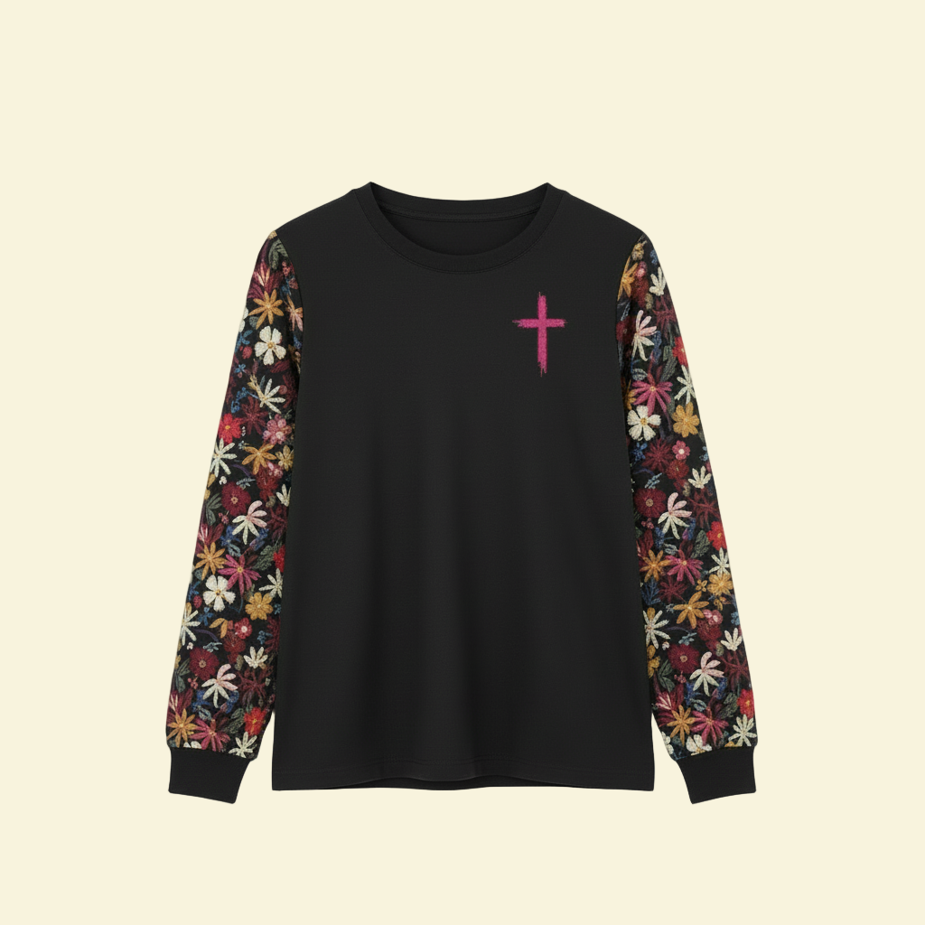 Grow in His name Sweater - Front View Ghost Mannequin