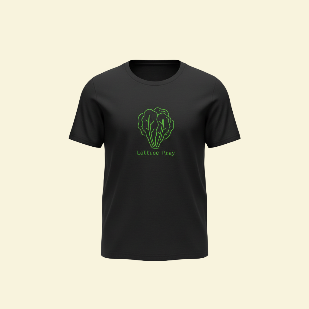 Lettuce Pray Tee - Front View Ghost Mannequin