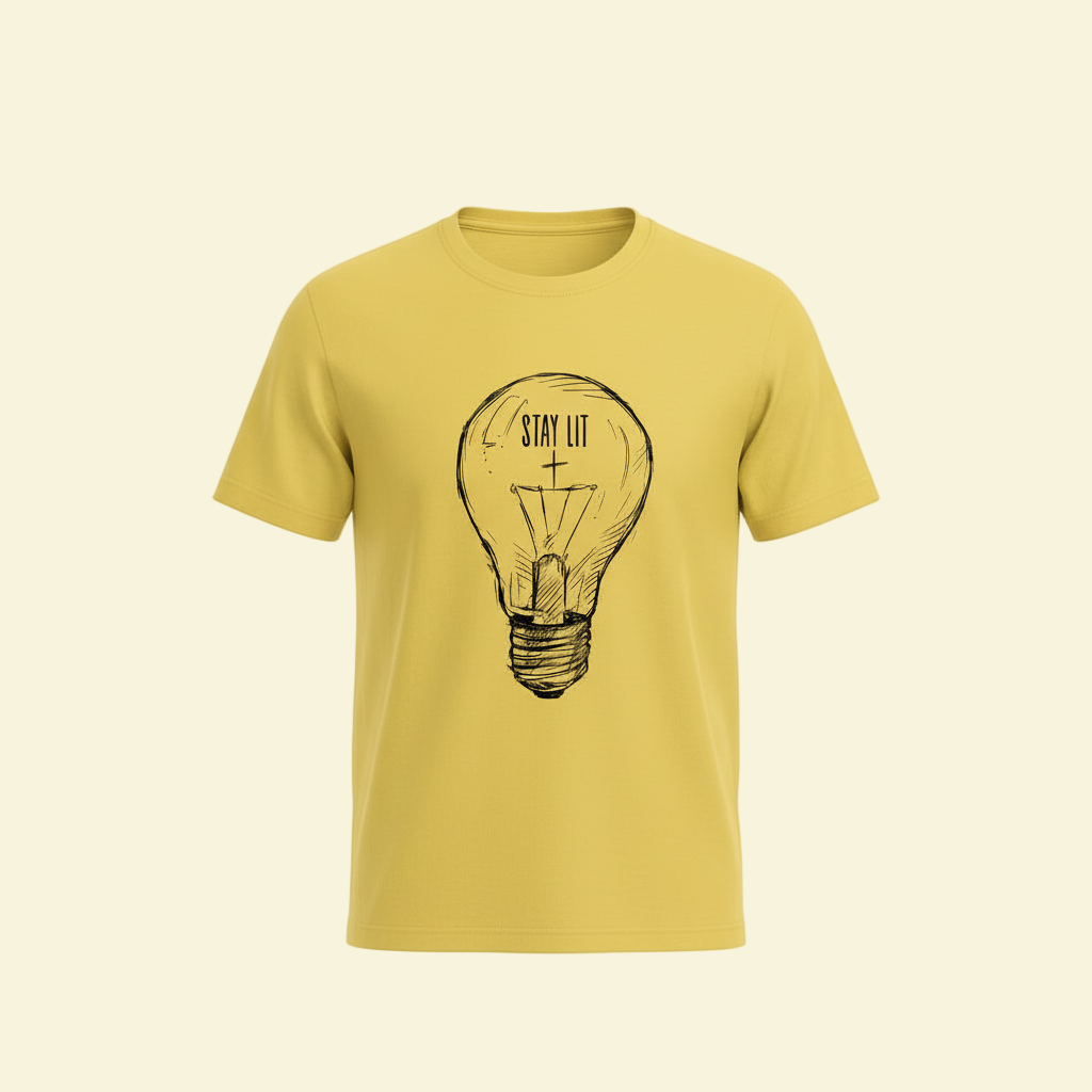 Stay Lit Cotton Dark - Front View Ghost Mannequin